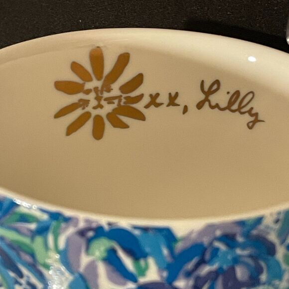 ~ Lilly Pulitzer 2 Blue Floral Hidden Lion Mugs Gold Handles+Pink Floral Tumbler - Picture 5 of 16